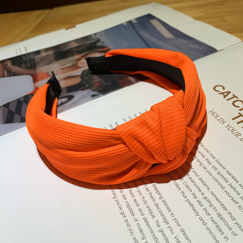 Wholesale Fluorescent Cloth Middle Knot Hairband Solid Color Fabric Headband
